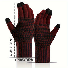 Winter Touch Screen Thickened Knitted Gloves For Men