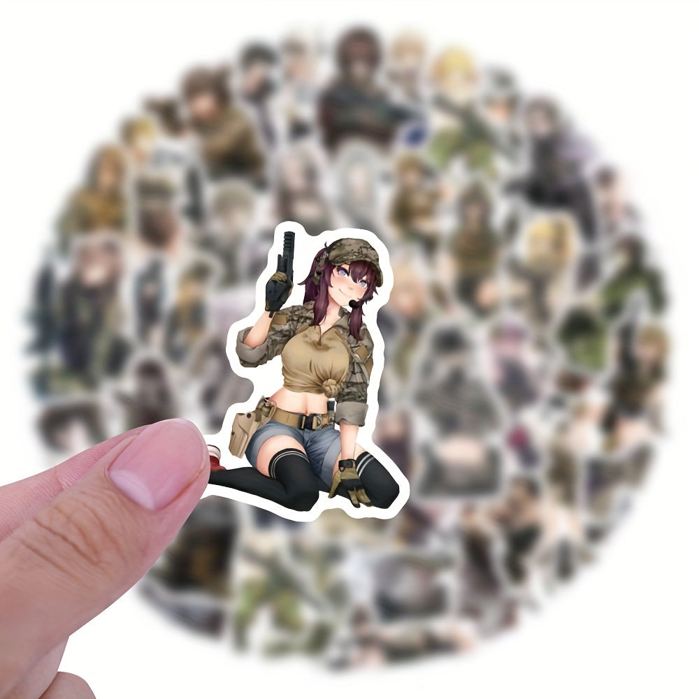 Female Soldier Stickers for Laptop Phone Luggage