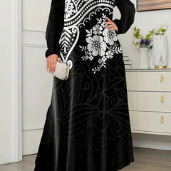 Floral Print Long Sleeve Maxi Dress