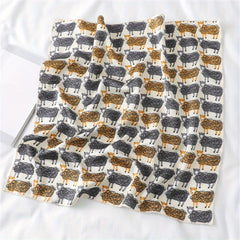 Cartoon Animal Print Bandana Satin Square Scarf Neckerchief Head Wrap