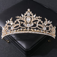 Golden Rhinestone Bridal Crown Tiara Headpiece