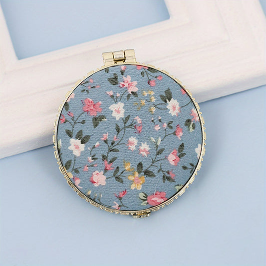Vintage Chinese Floral Makeup Mirror Foldable Portable Travel Mirror