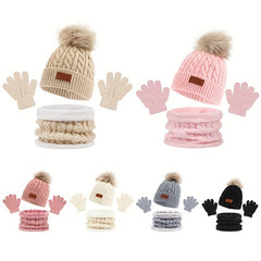 3pc Baby Hat Scarf Gloves Set for Autumn Winter