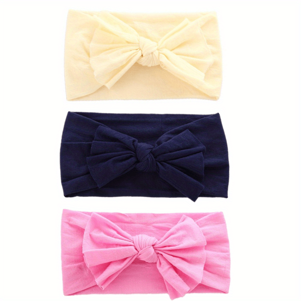 3pcs Bow Soft Nylon Elastic Headbands Hair Accessories for Baby Girls