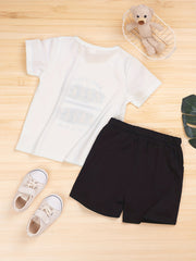 Boy's 2pcs T shirt & Shorts Set GREAT WAVES Print Top Casual Summer Outfits
