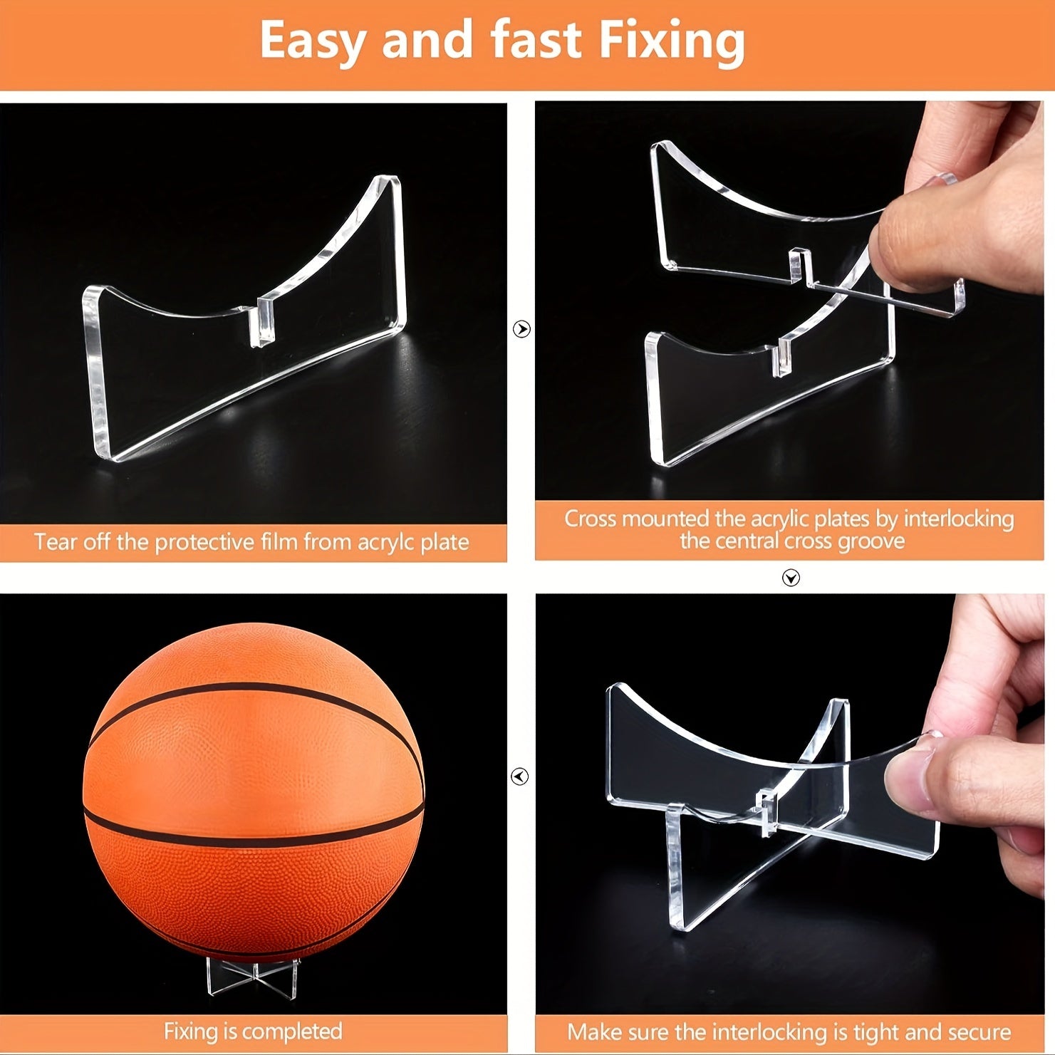 Acrylic Basketball Stand Football Display Holder Volleyball Rugby Soccer Storage