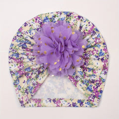 Floral Chiffon Flower Baby Hat Beanie Knotted Turban Hat