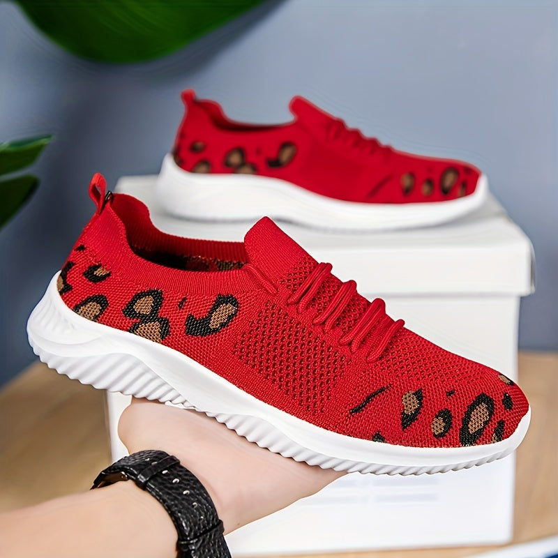Men's Leopard Pattern Comfy Casual Shoes Non Slip Sneakers For Traveling Jogging