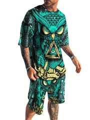 Men's Mythical Owl Graphic T shirt & Shorts For Halloween