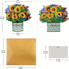 Pop Up Cards Sunflower Card 9 Inch Flower Bouquet Card Birthday Anniversary 3D