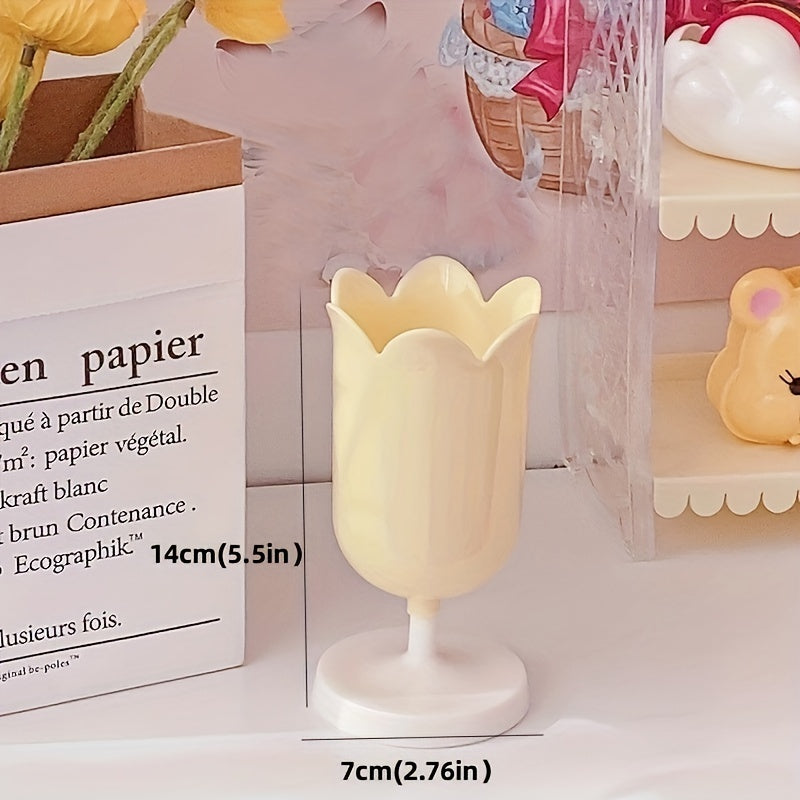 Romantic Flower Petal Pen Holder Tulip Makeup Brush Desktop Storage