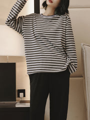 Striped Print Pajama Set Long Sleeve Top & Pants
