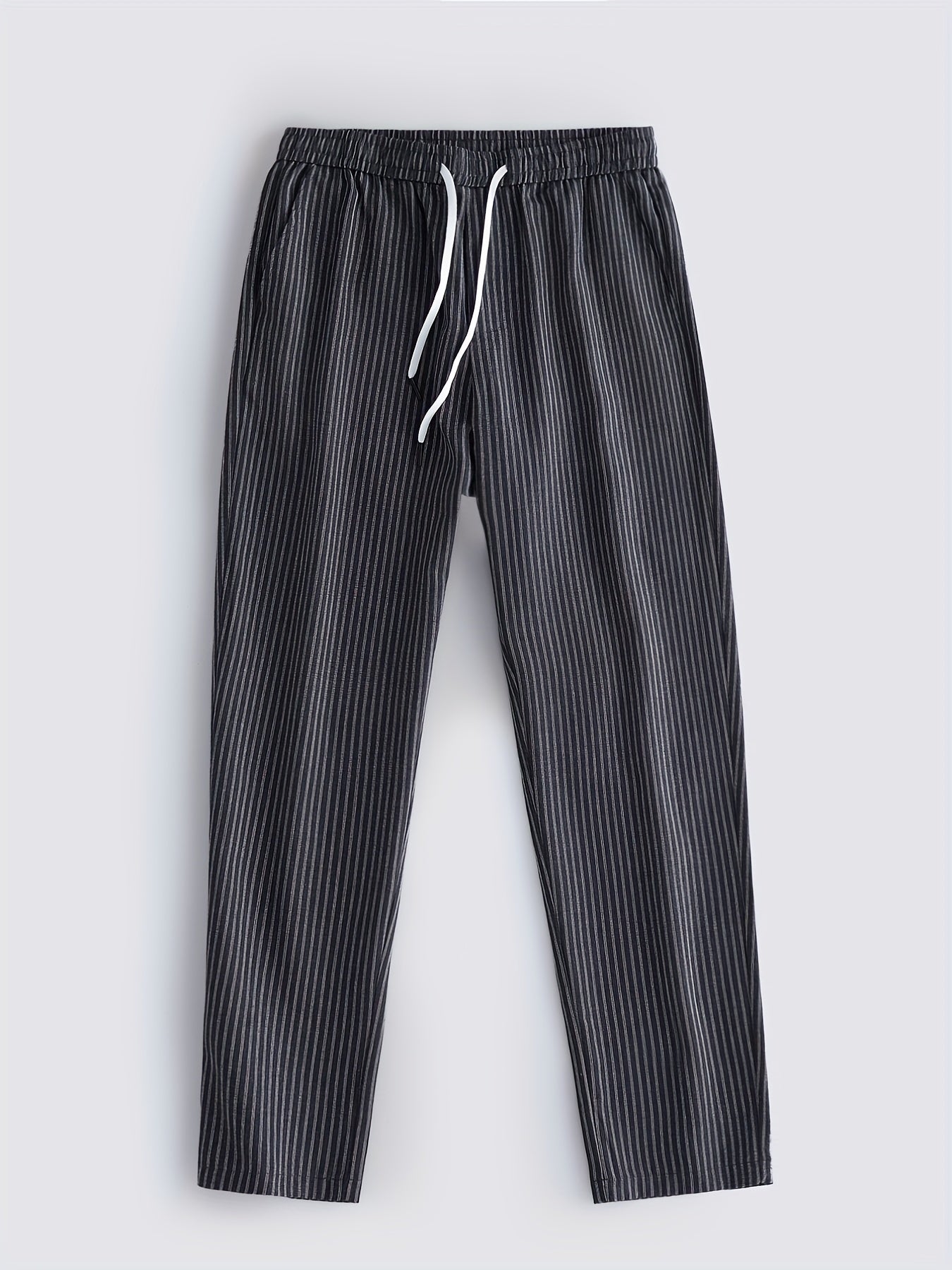 Loose Fit Striped Sweatpants Men's Drawstring Casual Pants
