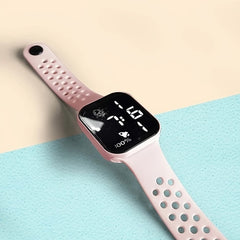 Unisex Kids Digital Watch Clear Display Silicone Band Electronic Wristwatch