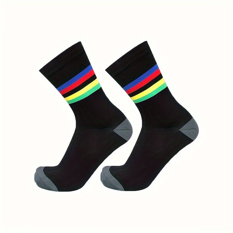 Striped Cycling Socks Men Women Outdoor Sports Running Socks