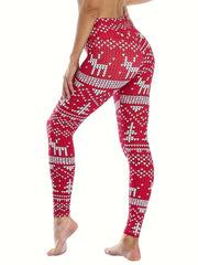 Christmas Snow & Deer Print Yoga Seamless Butt Lifting Leggings High Waist
