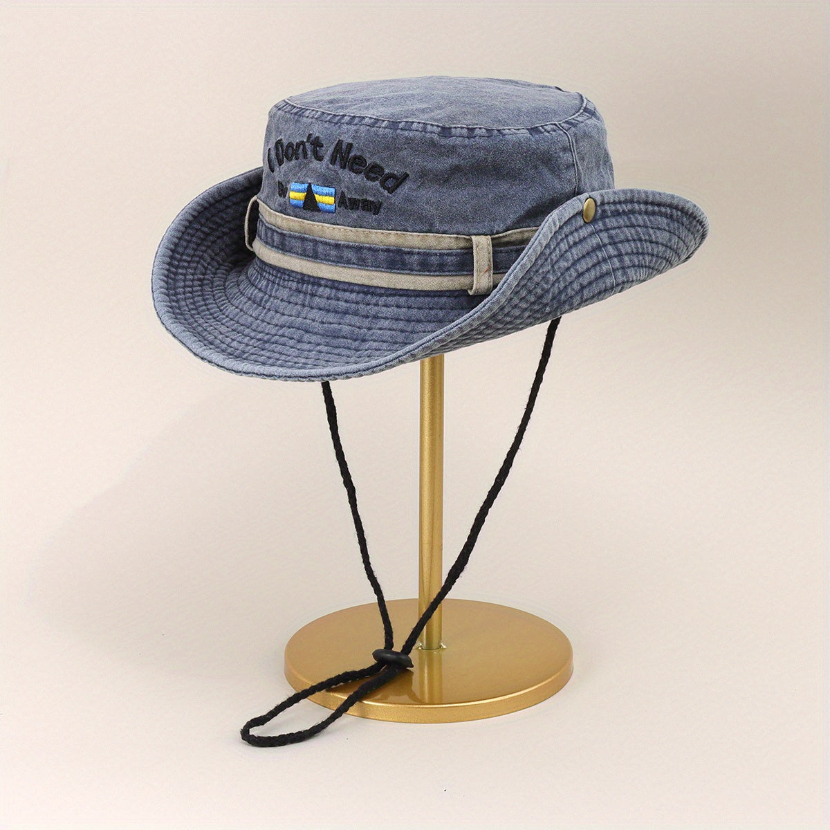 Embroidered Drawstring Bucket Hat Cowboy Hat