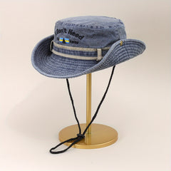Embroidered Drawstring Bucket Hat Cowboy Hat