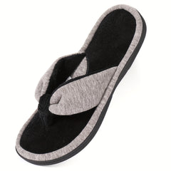 Women's Plush Lined Flip Flops Soft Memory Foam Slides