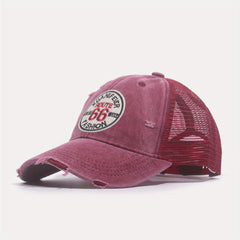 66ROUTE Patch Baseball Cap Mesh Cap Sun Hat