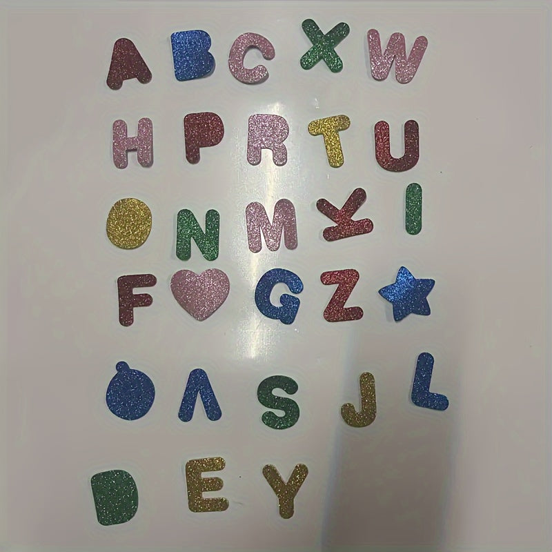 Colorful Glitter A Letter Stickers Foam Self-adhesive Patches English Stickers