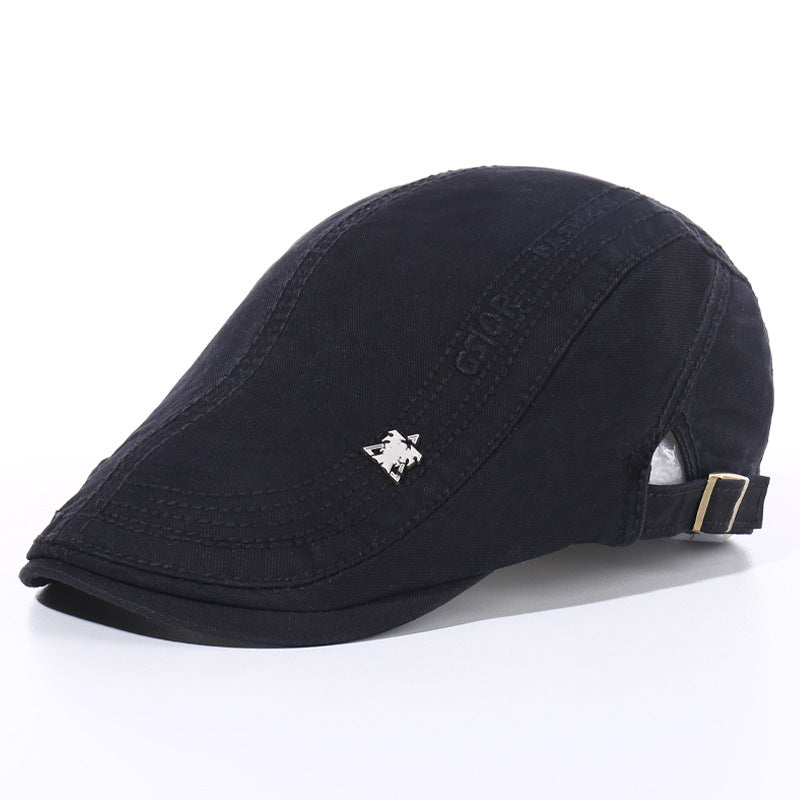 Men's Skull Iron Mark Embroidery Letter Beret Outdoor Travel Duck Tongue Hat