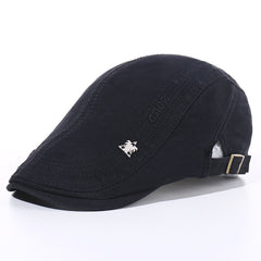 Men's Skull Iron Mark Embroidery Letter Beret Outdoor Travel Duck Tongue Hat