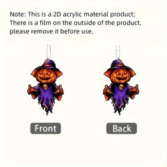 2D Acrylic Scary Pumpkin Head Ornament Halloween Christmas Tree Car Accessory