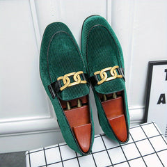 Men's Vintage Loafer Shoes Slip on Loafers With Golden Buckle