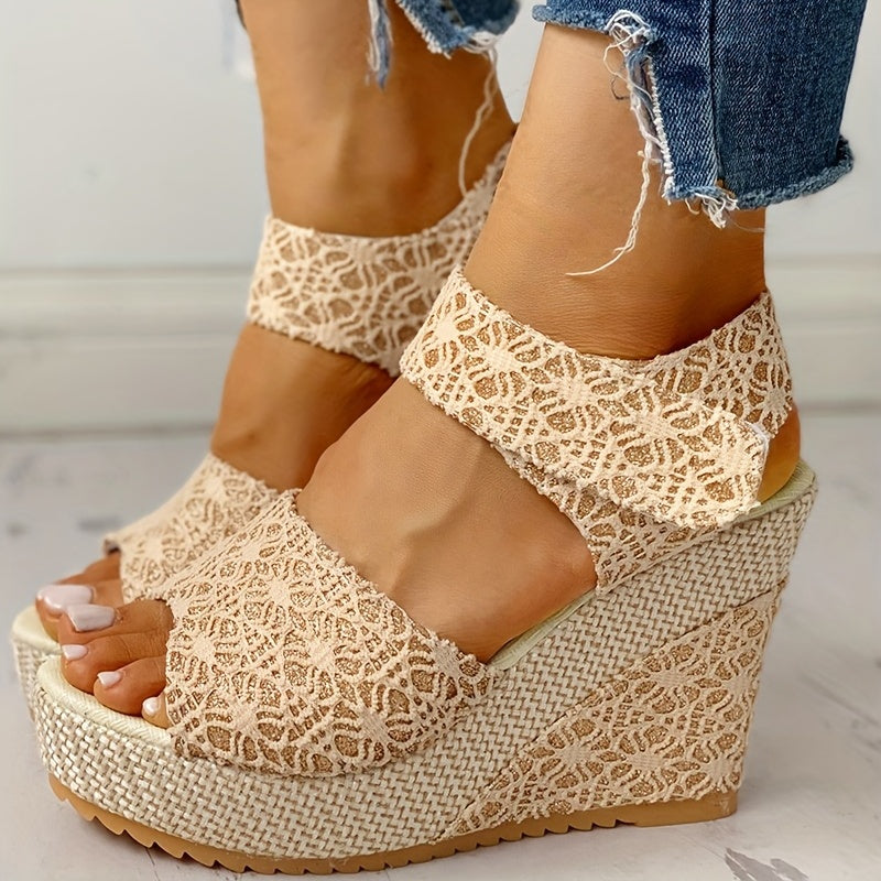 Stylish Women's Wedge Sandals with Hook & Loop Strap