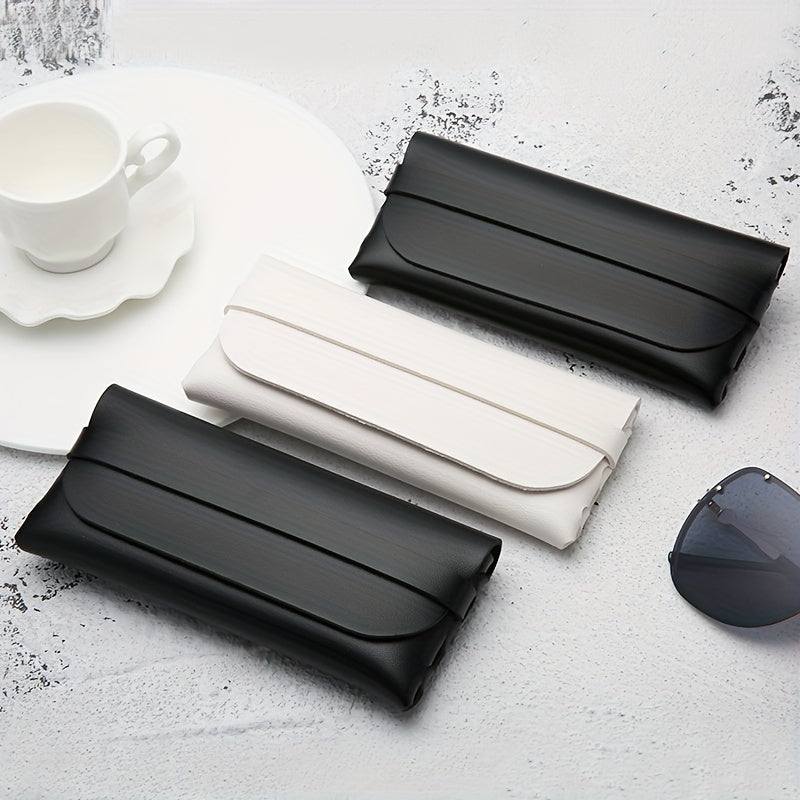 Soft PU Leather Glasses Bag Portable Container Minimalist Flap Case