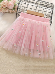 Toddler Girls Flower Embroidery Tutu Skirt Summer Party Dance Training Ballet