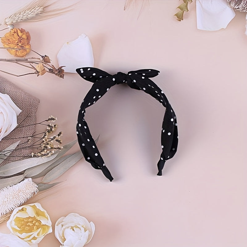 Dots Knotted Hair Pin Print Bow Hair Band Hair Accessories For Girls Women