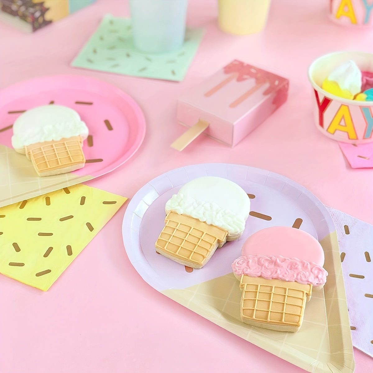 10pcs Ice Cream Party Plates 25 Disposable Paper Plates Sundae Party Supplies