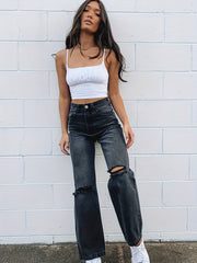 Ripped High Rise Mom Jeans