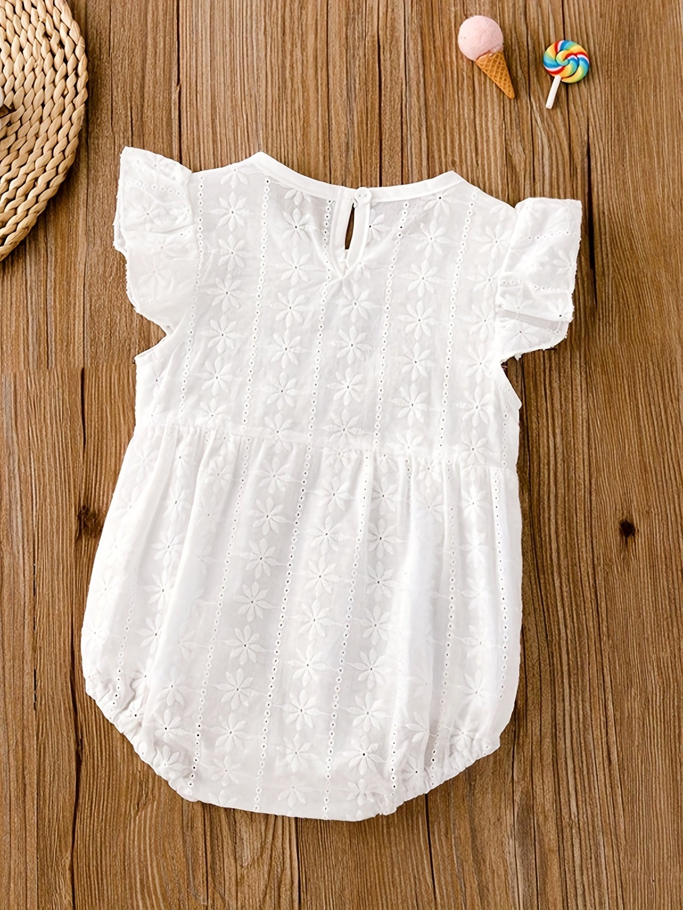 Baby Girl Cotton Romper Floral Embroidered Jumpsuit
