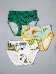 3pcs Boys Cartoon Print Cotton Briefs Underwear