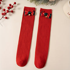 Winter Autumn Kids Knee High Christmas Socks Cotton Big Bow Soft Toddlers Prince