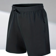 Men's Solid Shorts Pockets Elastic Waist Drawstring Summer Beach Lounge