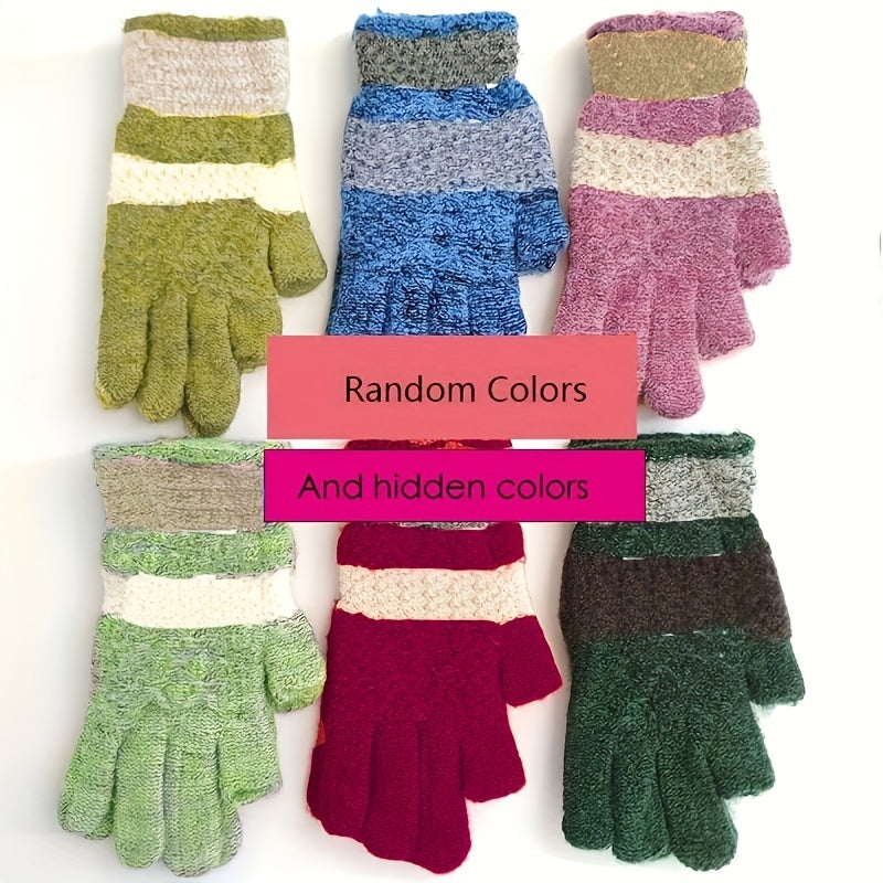 Winter Warm Striped Gloves for Men and Women