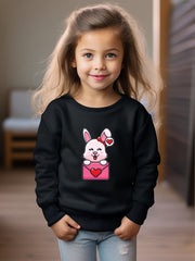 Lovely Heart Bunny Graphic Crew Neck Sweatshirt