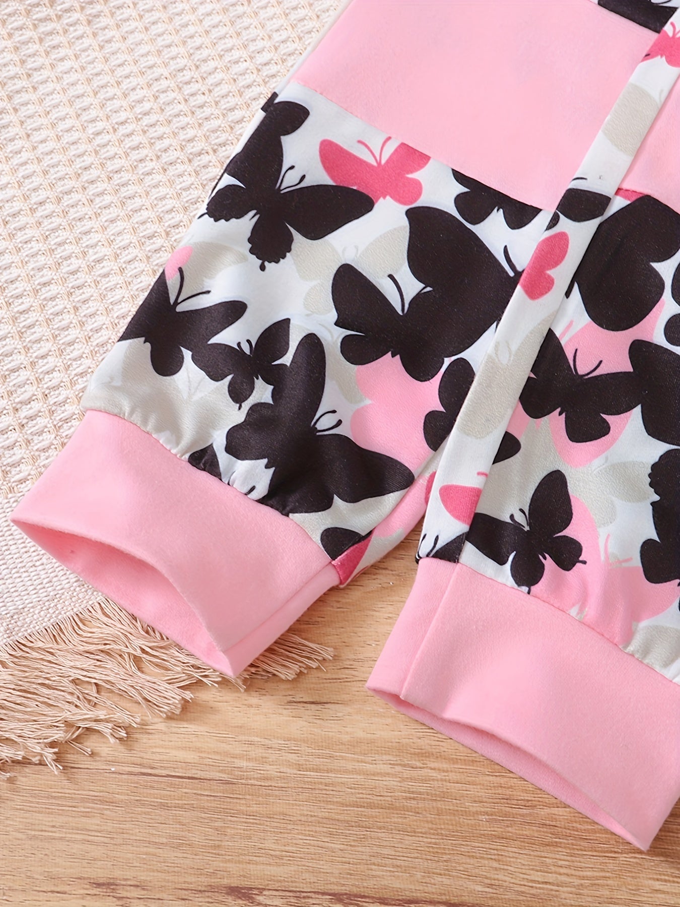 Butterfly Print Girl's 2pcs Hoodie & Sweatpants Set Kids Clothes Spring Fall