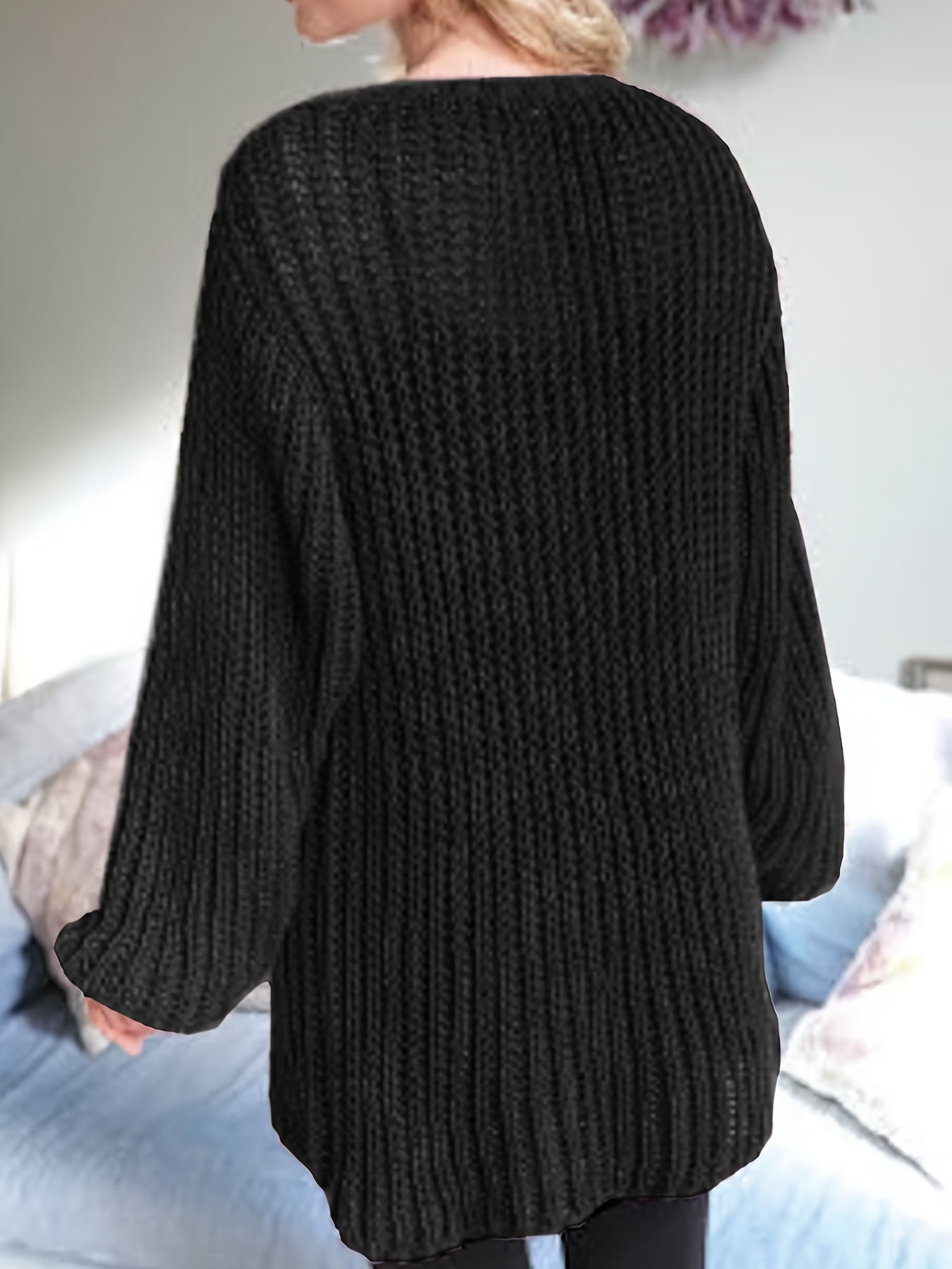 Casual Sweater Women's Plus Solid Long Sleeve Round Neck Pullover