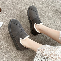 Women's Winter Snow Boots Low Round Toe Fluffy Shoes