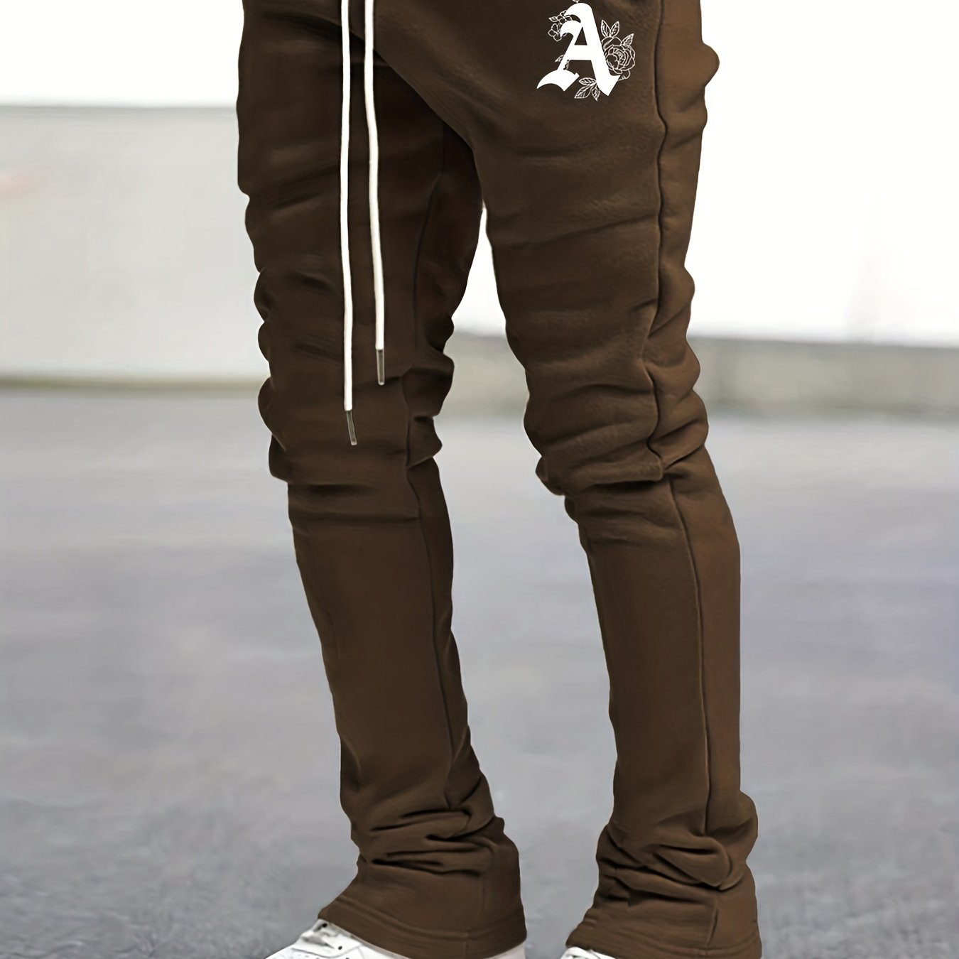 Stylish Letter A Print Men's Casual Drawstring Jogger Pants