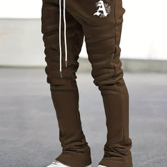 Stylish Letter A Print Men's Casual Drawstring Jogger Pants
