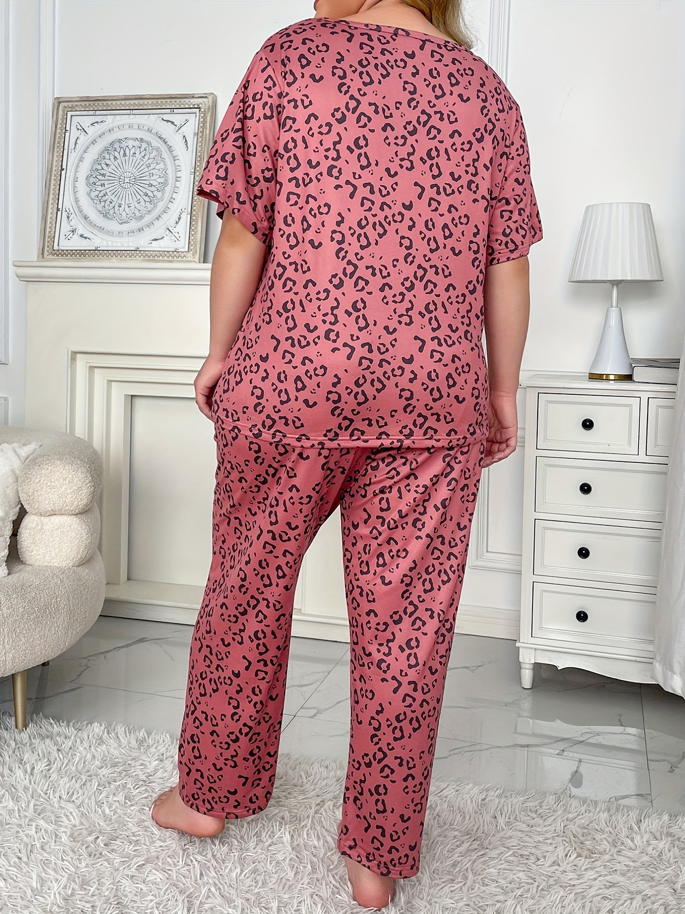 Leopard Print Tee & Pants Pajama Set