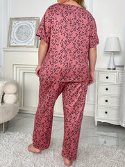 Leopard Print Tee & Pants Pajama Set