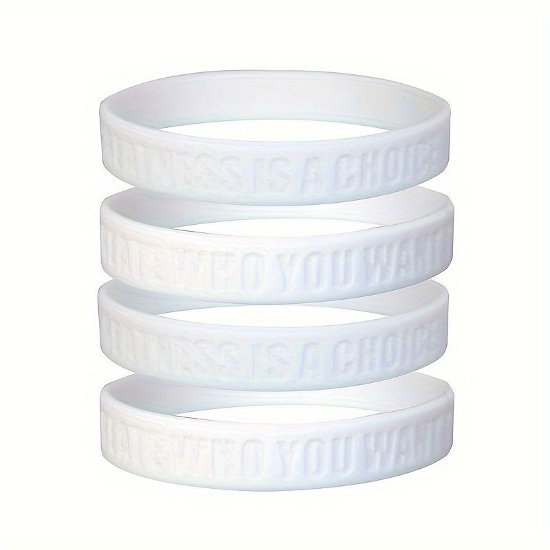 4pcs Inspirational Quote Silicone Bracelet