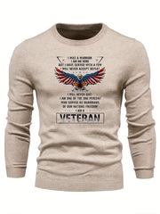 VETERAN & Eagle Pattern Sweater Men's Casual Warm Pullover For Fall Winter